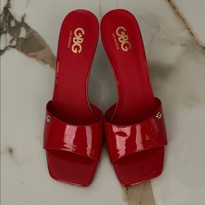 GBG Los Angeles Glossy Red High Heel Sandals